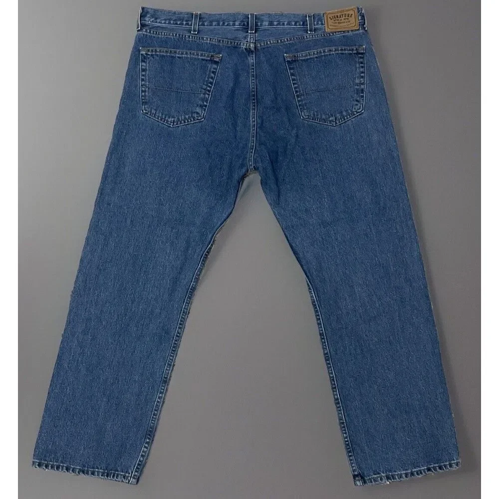 Levi✨Strauss Signature Mens Regular Fit Dark Blue Jeans 42x30 - Picture 2 of 5